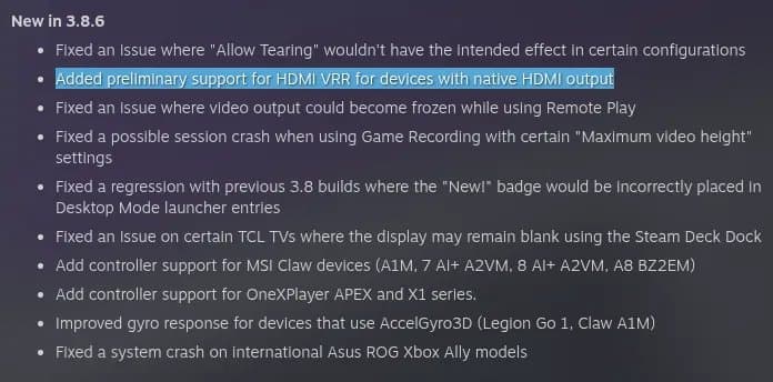 SteamOS 3.8.6 Beta Brings Native AMD HDMI VRR Support Ahead of Kernel Integration