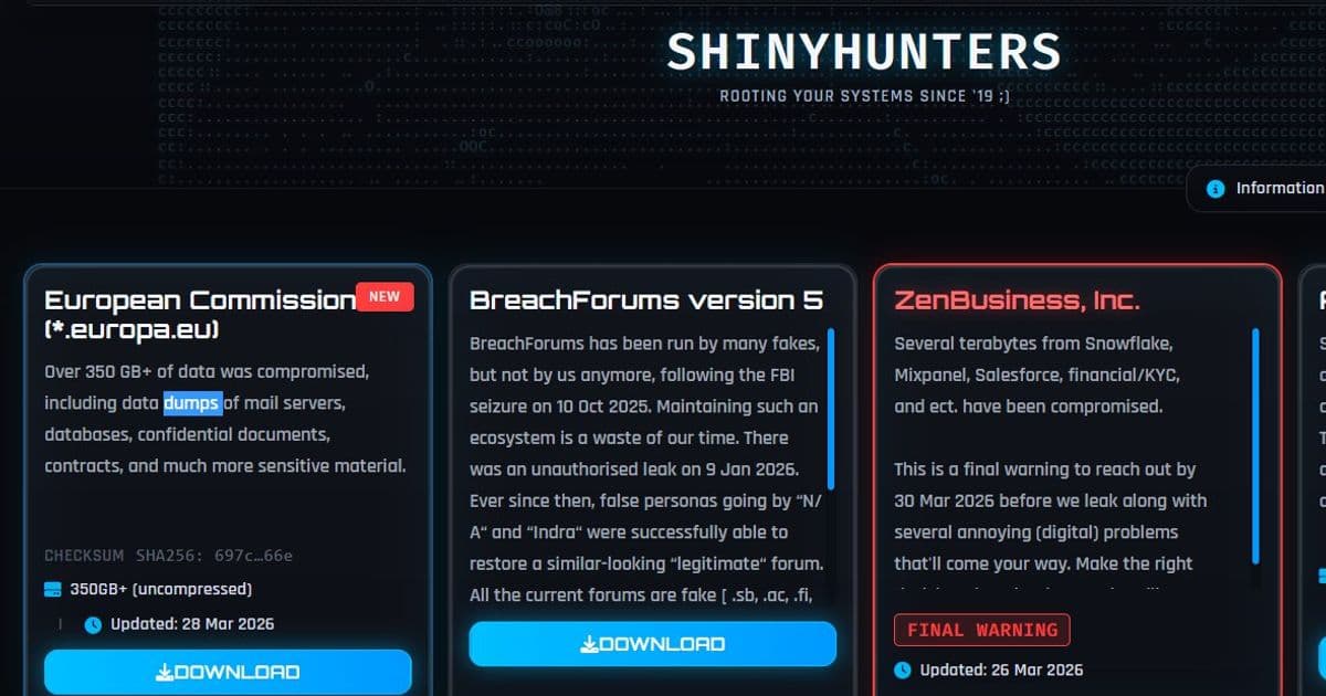 ShinyHunters Claims 350GB+ Data Breach of European Commission