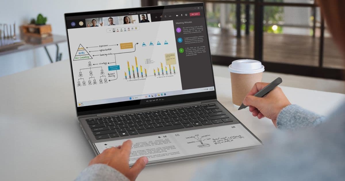 Compal AI Book Concept: A Laptop with an E Ink Palm Rest and Stylus Support