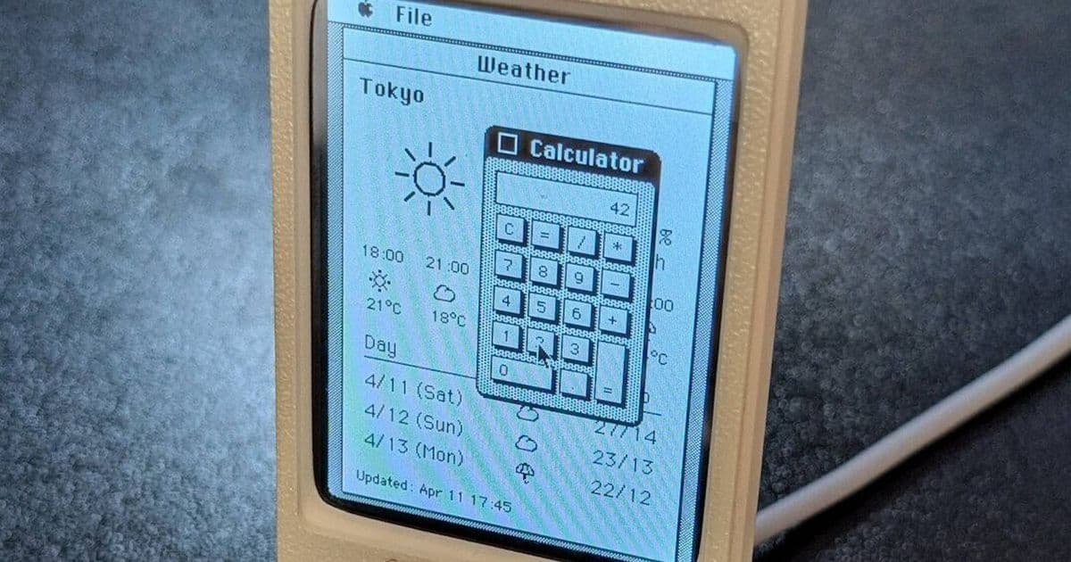 This ESP32 Macintosh Plus Emulator Pulls Real-Time Weather From Home Assistant