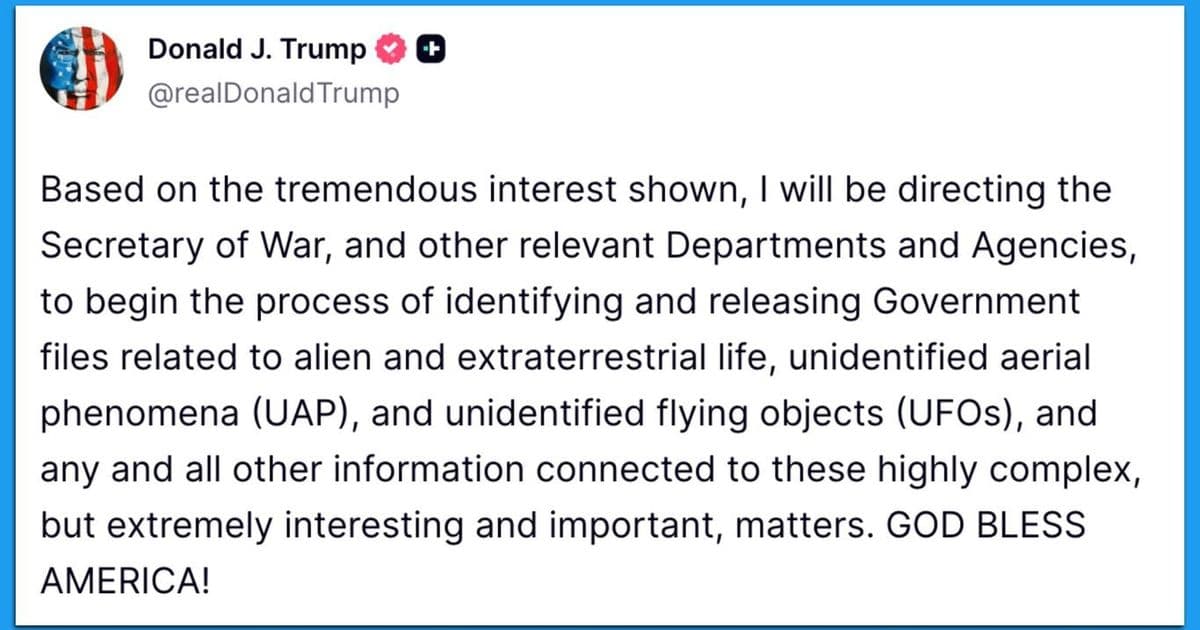 Trump Orders UFO Files Release After Slamming Obama Over Alien Comments