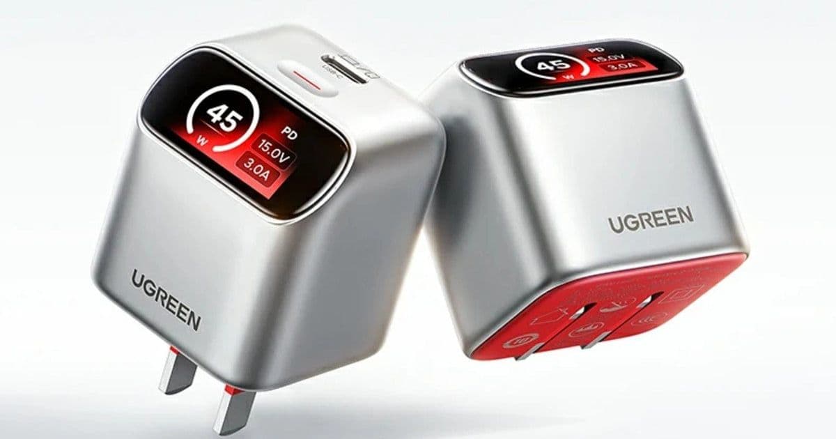 Ugreen launches a compact 45 W GaN charger with angled smart display