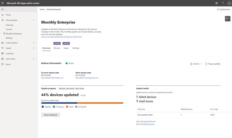 Update Health in Cloud Update Now Generally Available – What It Means for Your Microsoft 365 Strategy