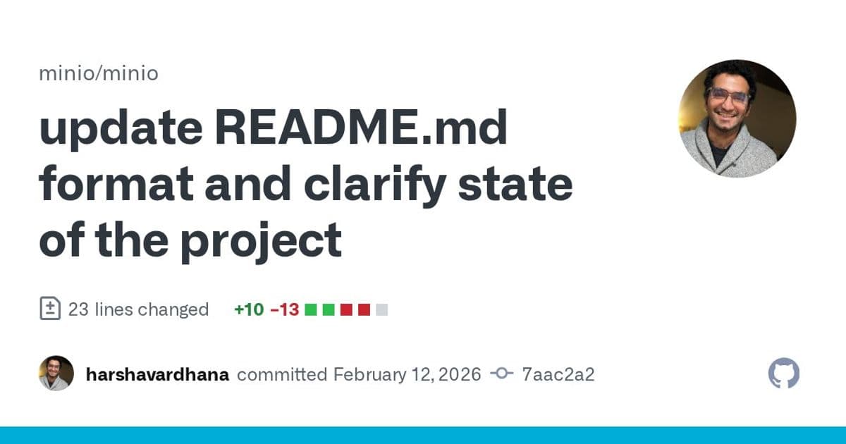 MinIO Repository Readme Updated: Maintenance Mode Clarified and Links Fixed