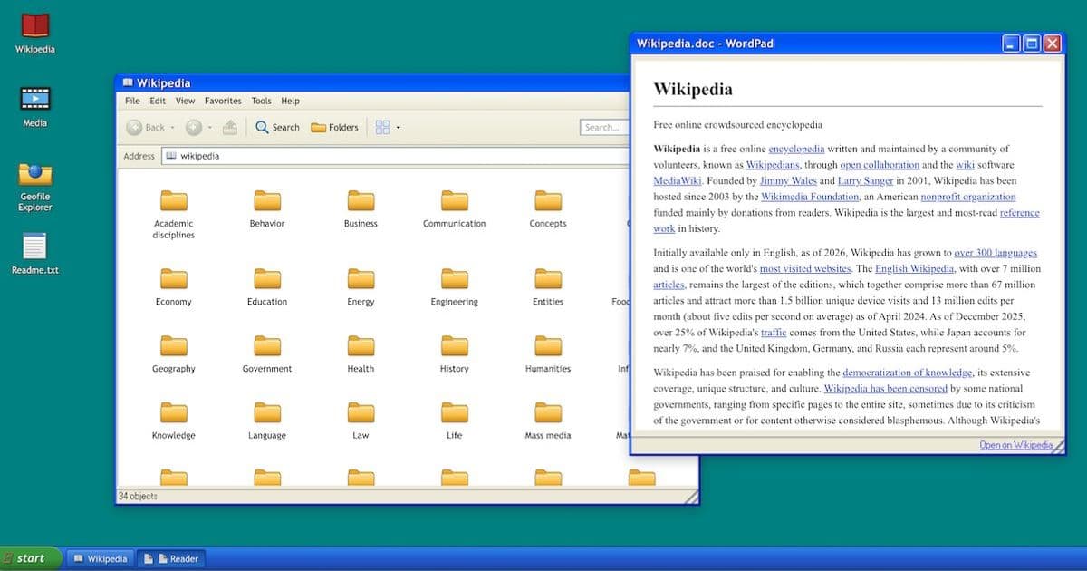 Wikipedia File Explorer – Bringing the Encyclopedia to a Windows XP‑style Desktop
