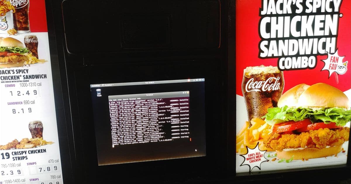 Jack in the Box drive-thru terminal runs Ubuntu, not burgers