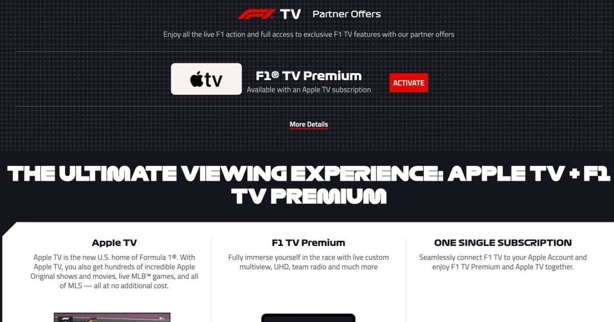 Apple TV subscribers get free F1.TV Premium access - here's how to set it up