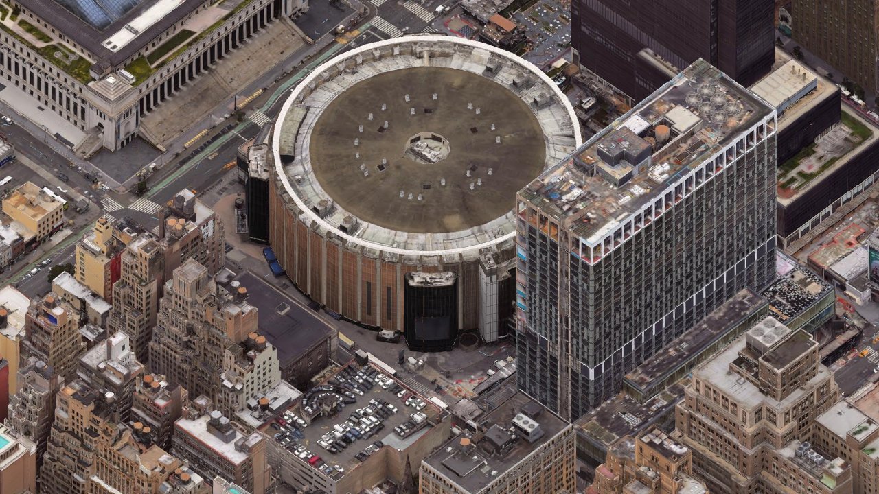 isometric web render of city geometry plus from Google Maps 3D tiles