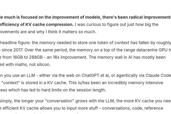 AI labs cut KV cache memory as context windows grow