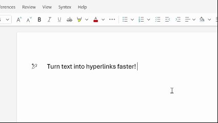 Text hyperlinks in Word