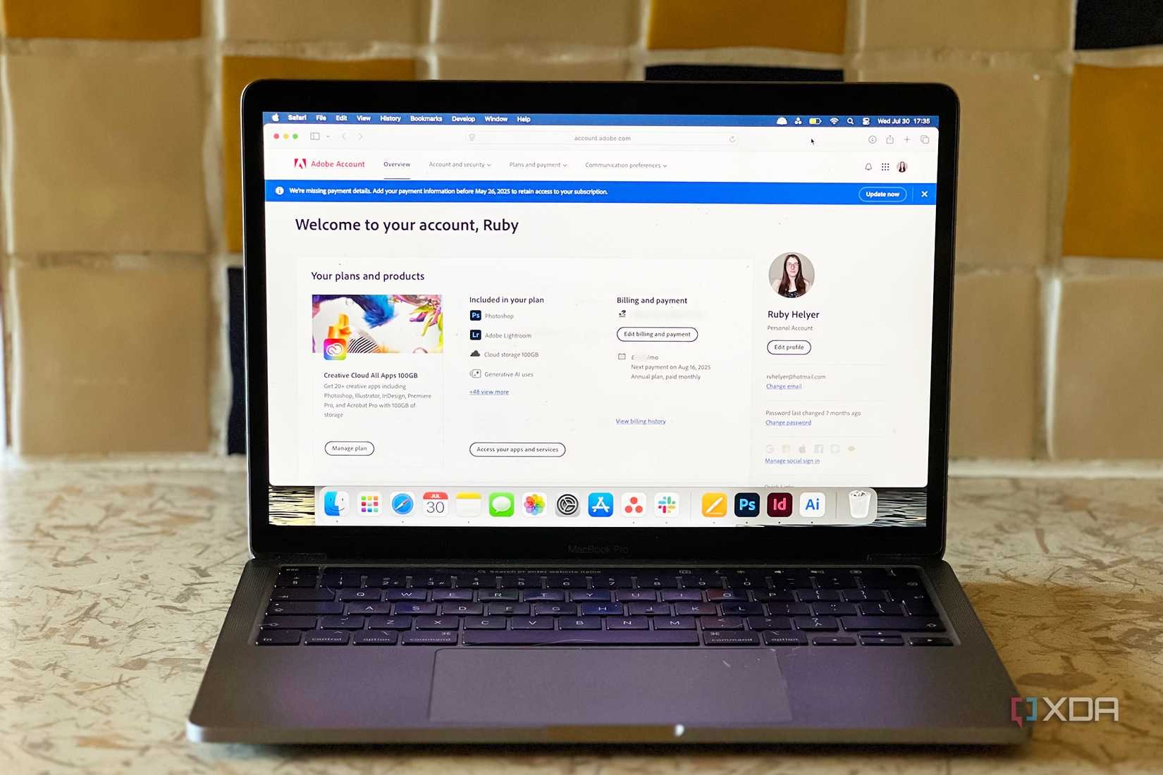 Adobe account billing plan