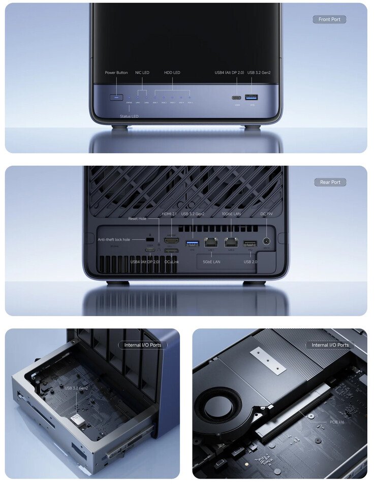 Connectivity ports of the N5 Air AI NAS (Image source: Minisforum)