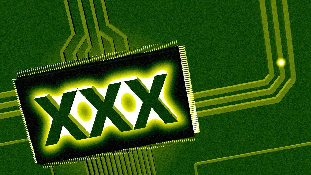 Animated illustration of a circuit board with pulses of light coming from a central component with the letters 