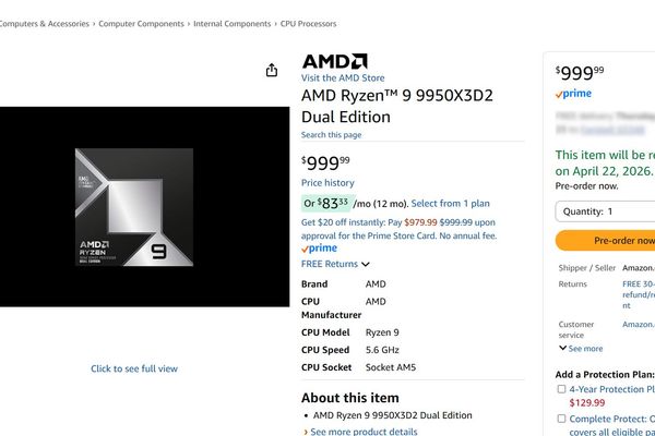 AMD Ryzen 9 9950X3D2 Appears on Amazon at $1,000 - $100 Above MSRP