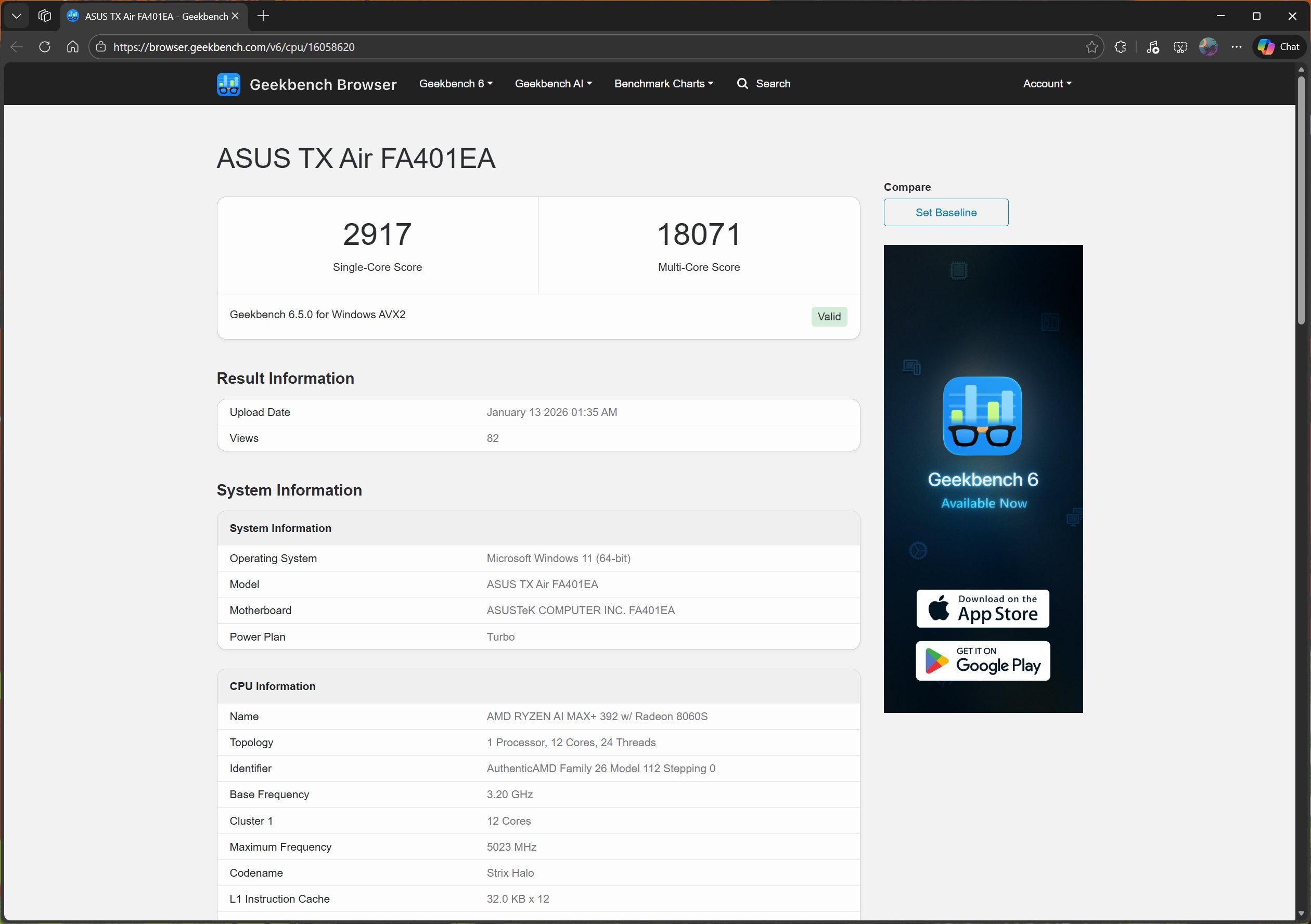 Ryzen AI Max+ 392 first Geekbench listing