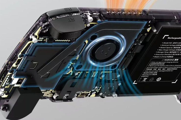The Anbernic RG557 features a small active cooling solution.