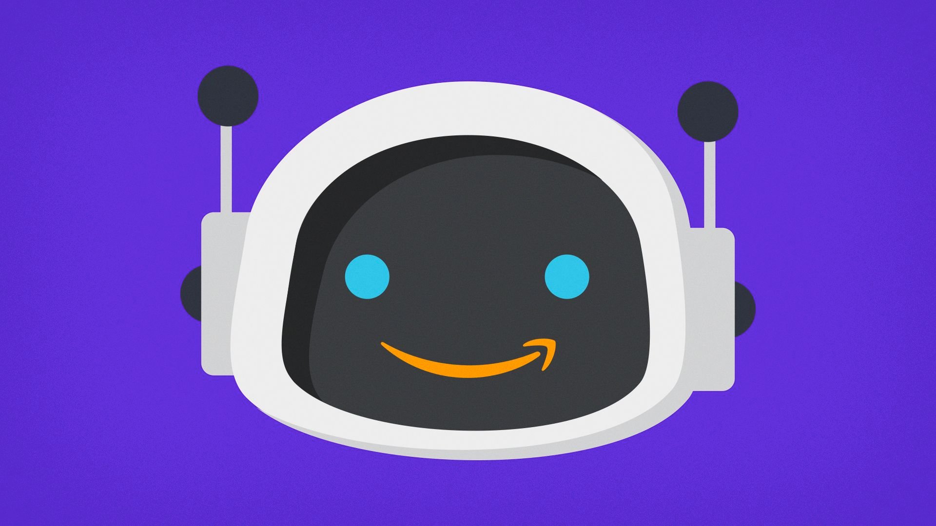 Illustration of a robot with the Amazon logo as a smile.