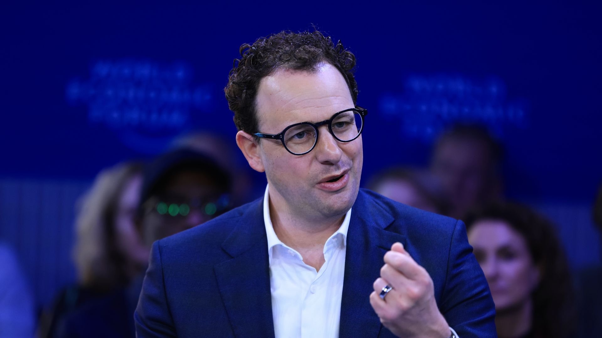 Dario Amodei, co-founder and chief executive officer of Anthropic, during the World Economic Forum (WEF) in Davos, Switzerland, on Tuesday, Jan. 20, 2026. The annual Davos gathering of political leaders, top executives and celebrities runs from Jan. 19-23. Photographer: Krisztian Bocsi/Bloomberg via