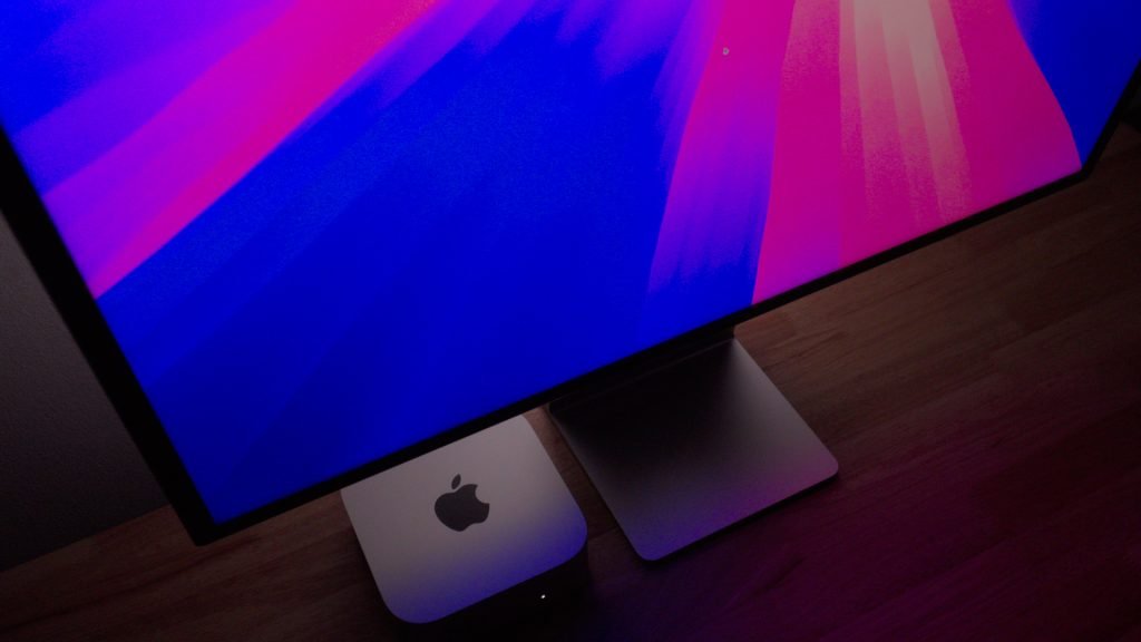 macOS Sequoia wallpaper on Studio Display powered by M4 Mac mini monitor