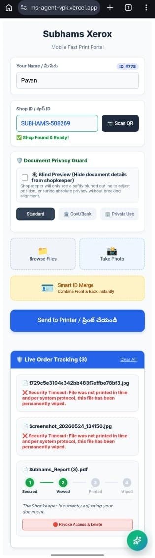 Subhams Secure Agent Print Mobileview