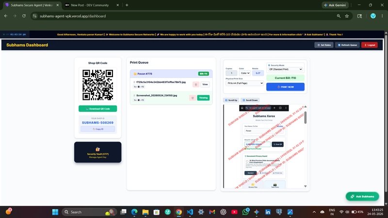 Subhams Secure Agent Print Dashboard