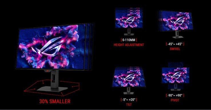 The Asus ROG Strix OLED XG27AQDMG Gen2 has a 30% smaller stand