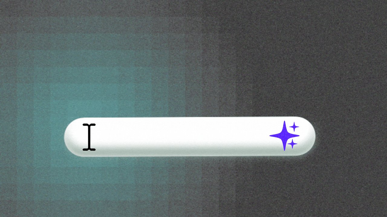 Animated illustration of an AI prompt box that turns into an arm that flexes.