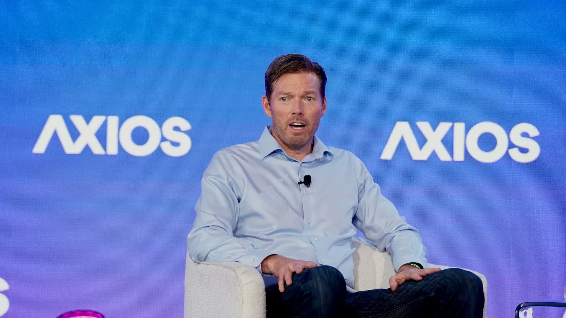 Scale AI CEO Jason Droege speaks at an Axios event in Washington in September. Photo: Ralph Alswang for Axios