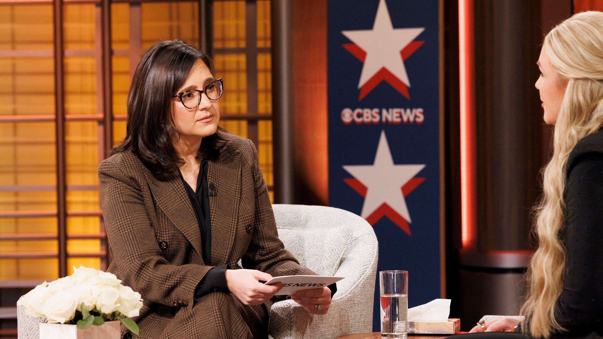 CBS News editor-in-chief Bari Weiss interviews Erika Kirk last month. 