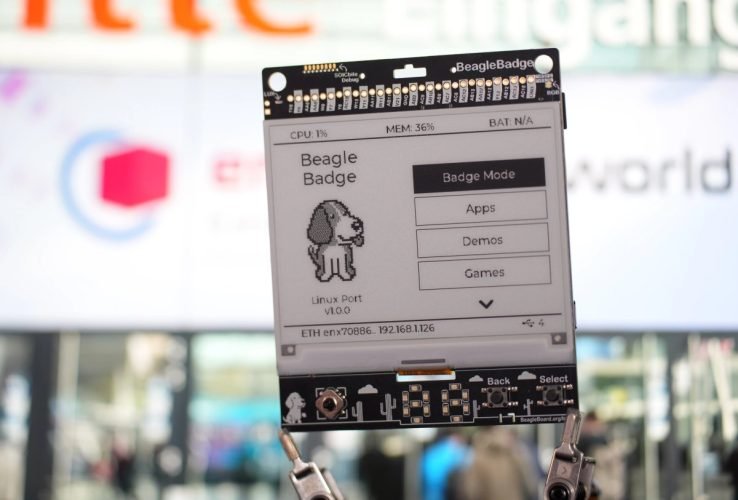 BeagleBadge is a $99 is an open source wearable with an ePaper display, sensors, and wireless radios - Liliputing