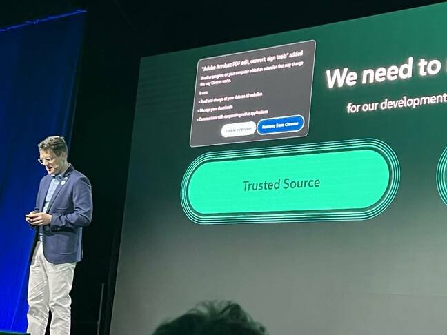 Adobe popup appears over sovereignty presentation