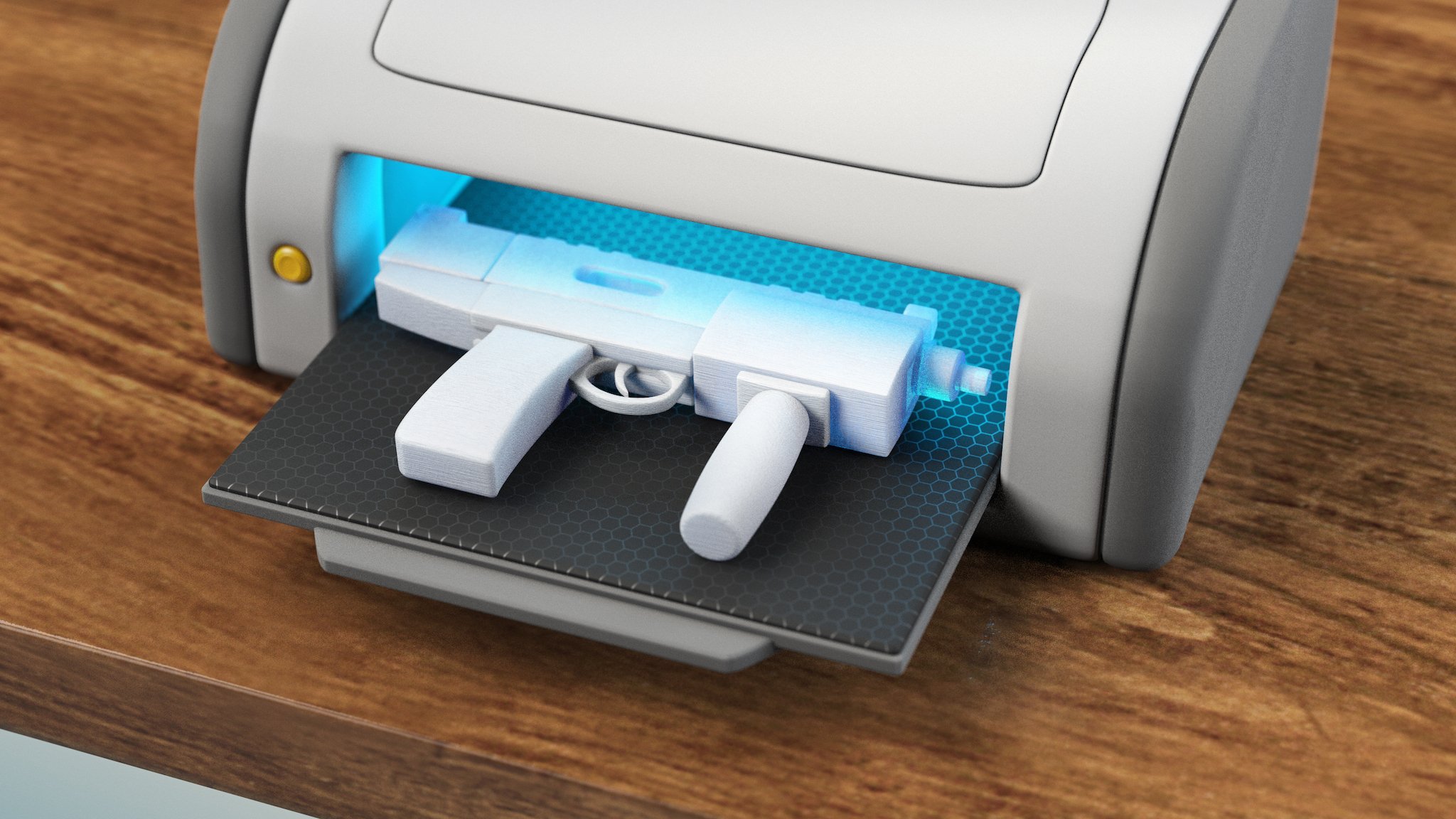 3D printer printing a gun