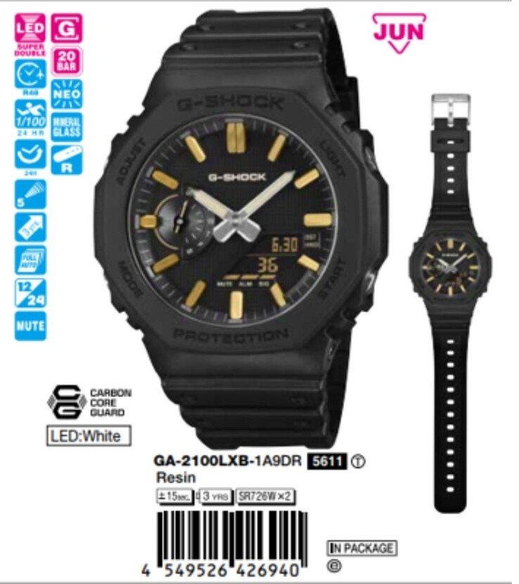 The Casio G-Shock GA-2100LXB-1A9 watch