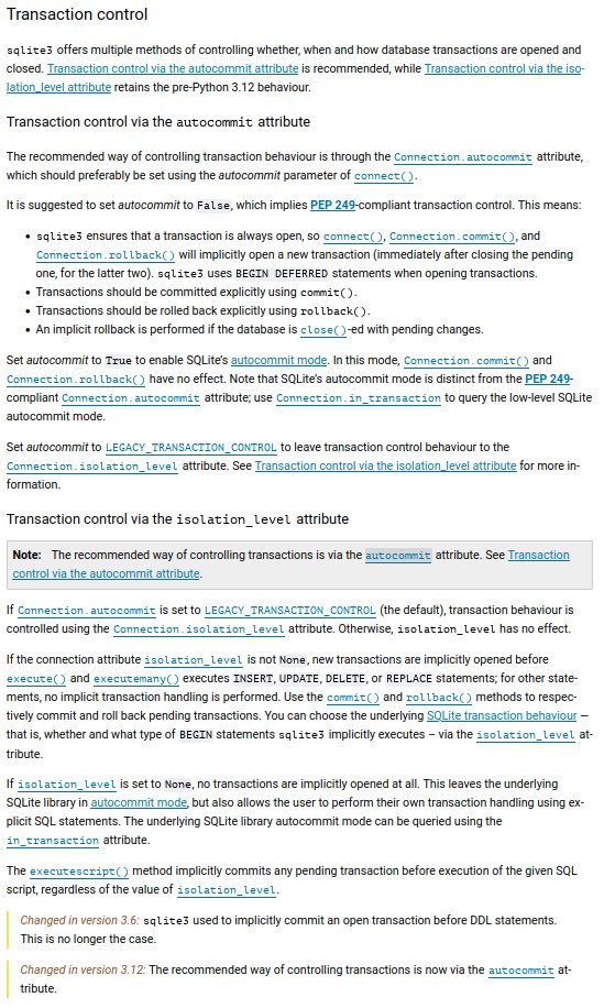 sqlite3 transaction control
