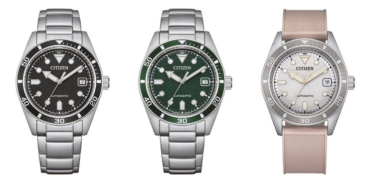 From left to right: the Citizen NJ0221-50E, NJ0220-52X and NJ0229-07A watches. (Image source: Citizen, edited)