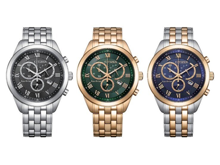 From left to right: the Citizen AT2600-57E, AT2603-59X and AT2606-51L watches