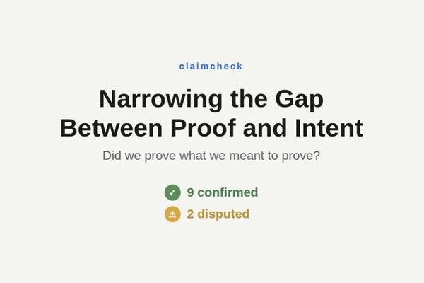 The Intent Gap: How claimcheck Bridges Formal Verification and Programmer Intent