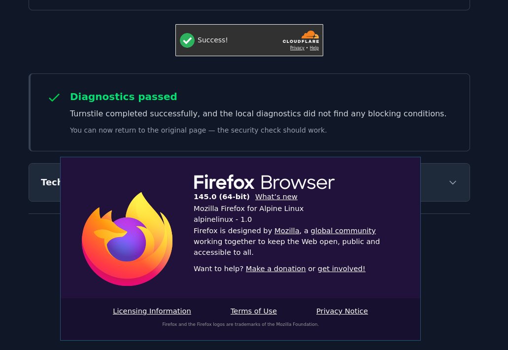 Cloudflare Turnstile requiring fingerprintable WebGL - lanodan's cyber-home