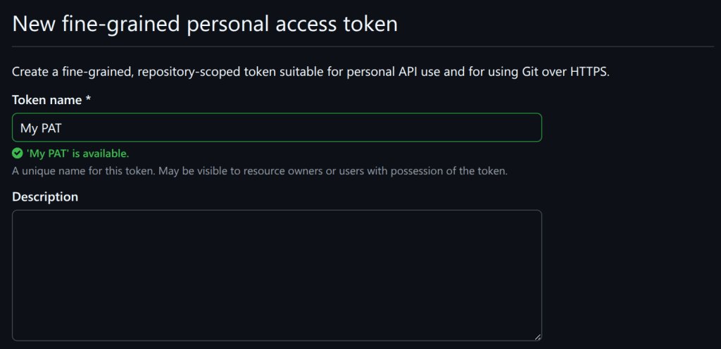 Screenshot of the developer settings page where I am creating a new PAT.