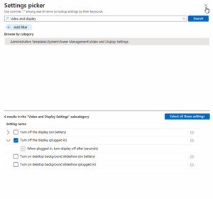 Adjust screen timeout in Intune