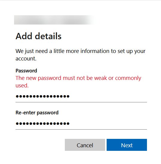 Image of pasword not accepted