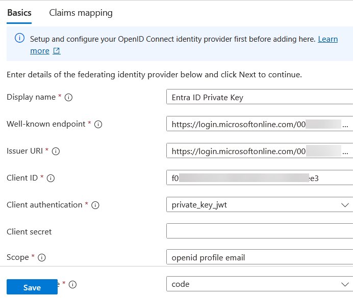 Image of custom OIDC IDP with client_autehntication = “private_key_jwt”