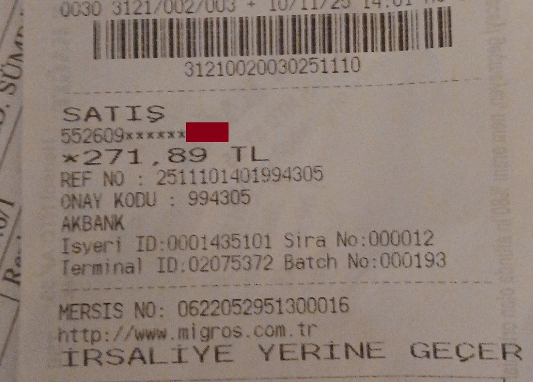 image showing a receipt that shows first 6 and last 4 digits of the credit card.