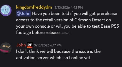 Crimson Desert PS5 update on Digital Foundry Discord
