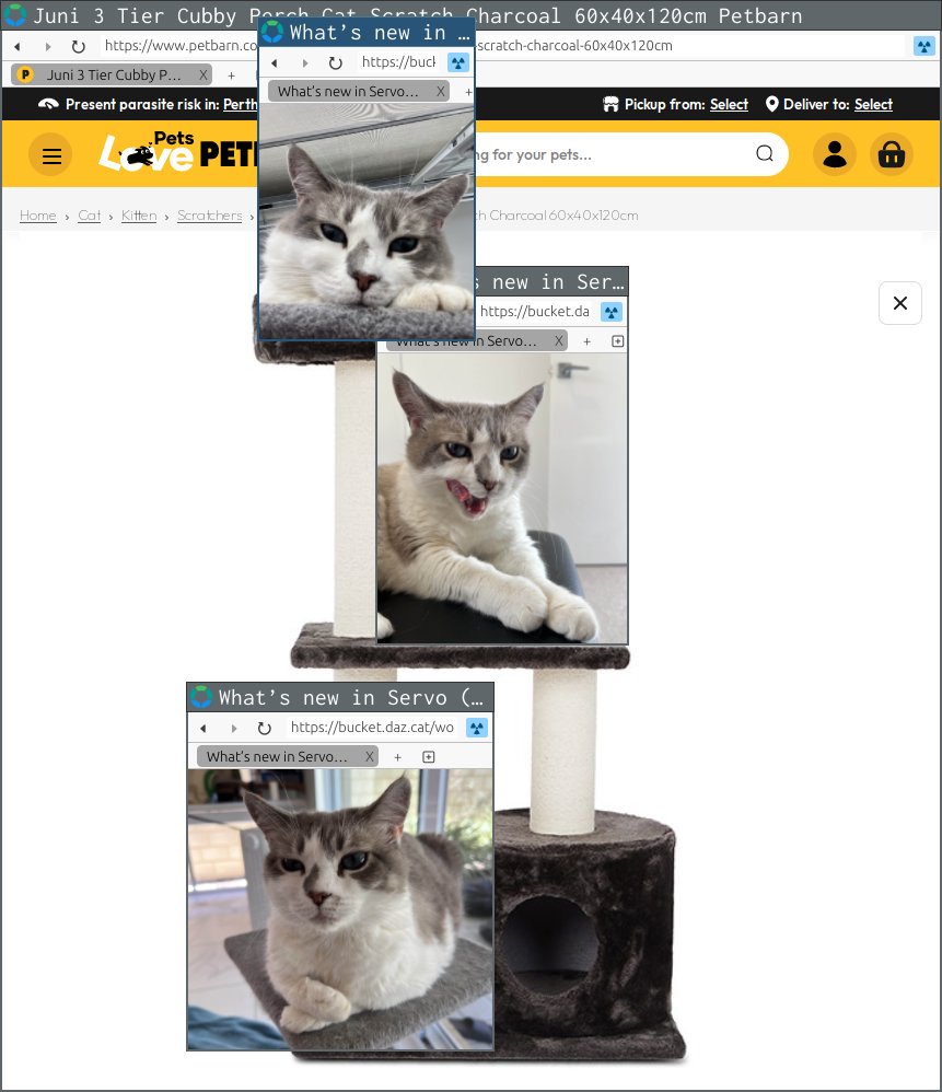 Servo 0.0.4 showing new support for multiple windows