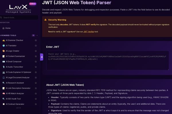 Decode JWT Tokens Instantly: Why Every Developer Needs LavX's JWT Parser