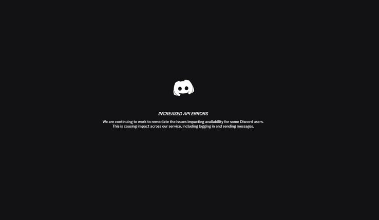 Discord increased API errors screen.