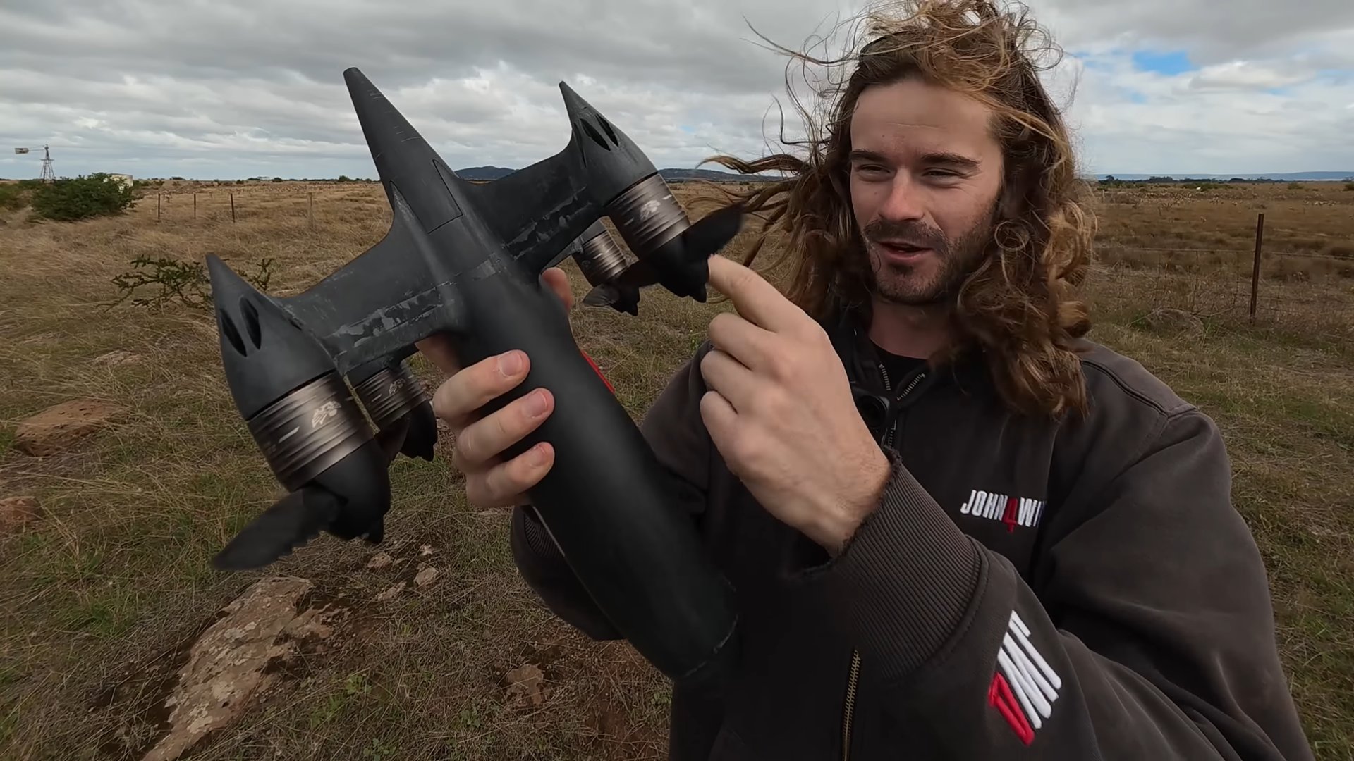 Ben Biggs of Drone Pro Hub showing off their drone before beginning the second day test flight