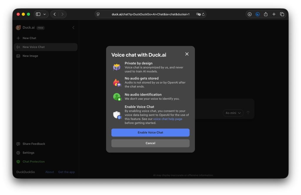 DuckDuckGo adds private real-time AI voice chat to Duck.ai - 9to5Mac