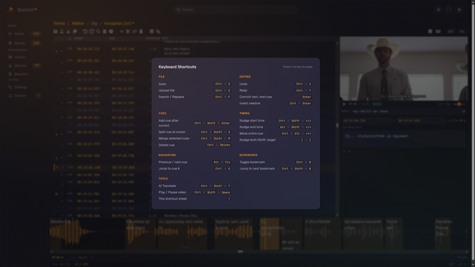 Bazarr+ subtitle editor